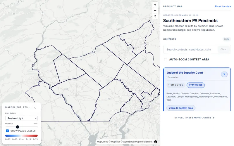 Screenshot of PA Election Map
